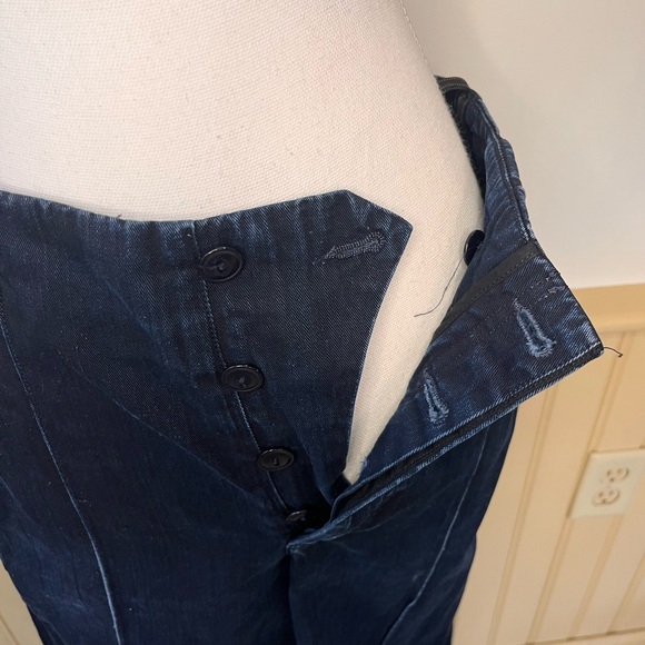 Trendy Goldsign Karla Women Denim Moari Dark Wash High Rise Wide Leg Jeans Sz 27 - Picture 2 of 12